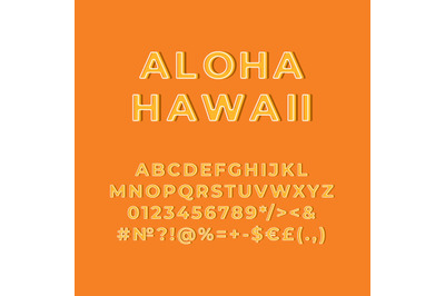 Aloha hawaii vintage 3d vector alphabet set