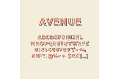 Avenue vintage 3d vector alphabet set