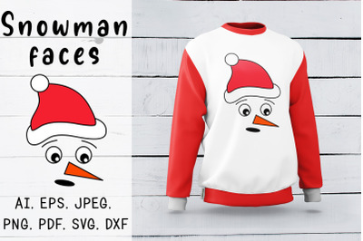 Snowman face SVG, PNG file. Christmas SVG. Cute file.