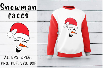 Snowman face SVG, PNG file. Christmas SVG. Cute file.