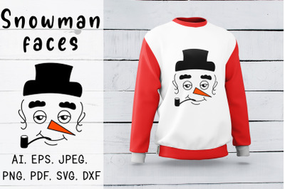 Snowman face SVG, PNG file. Christmas SVG. Cute file.
