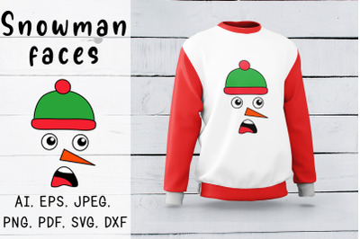Snowman face SVG, PNG file. Christmas SVG. Cute file.
