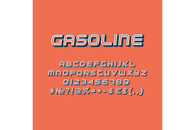 Gasoline vintage 3d vector alphabet set