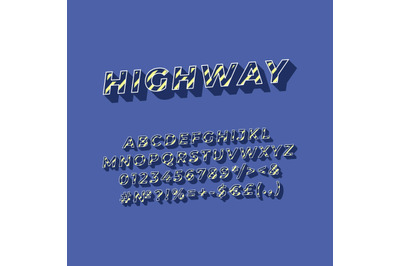 Highway vintage 3d vector alphabet set