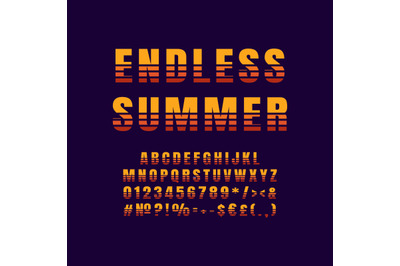 Endless summer vintage 3d vector alphabet set