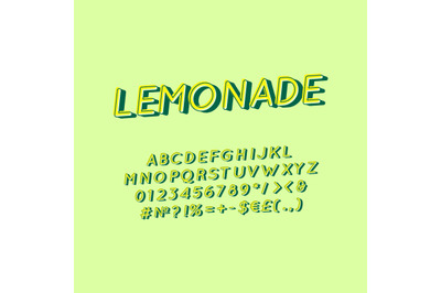 Lemonade vintage 3d vector alphabet set