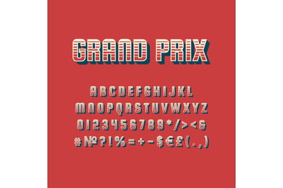 Grand prix vintage 3d vector alphabet set