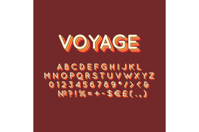 Voyage vintage 3d vector alphabet set