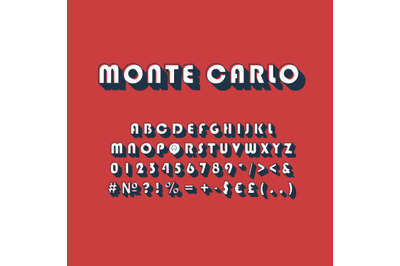 Monte Carlo vintage 3d vector alphabet set