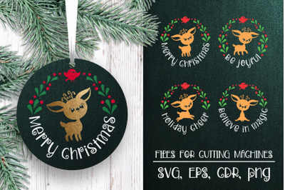 Christmas ornaments SVG with cute deer