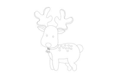 Christmas Deer Outline Icon Vector