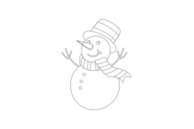 Christmas Snowman Outline Icon Vector