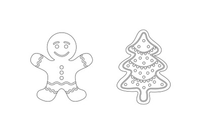 Christmas Gingerbread Outline Icon Vector