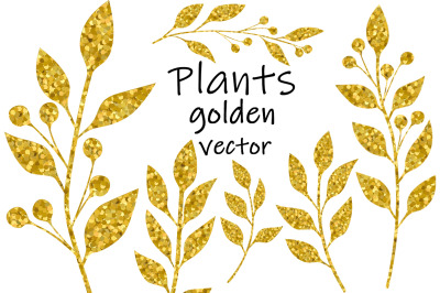 Golden plants. Flowers golden. Leaves golden. Flowers SVG