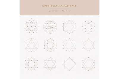 Black Spiritual Alchemy Geometric Frames. Hexagon, Circle. Tattoo.