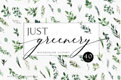 Watercolor greenery clipart Wedding green leaf hand painted grass clip art. Green leaves png for invitation and planner DIY