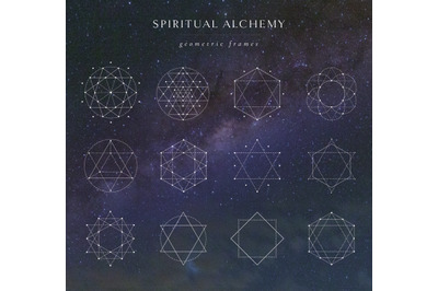White Spiritual Alchemy Geometric Frames. Abstract, Sacred Geometry.
