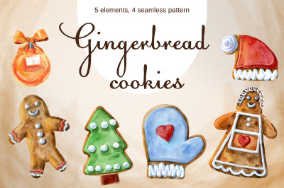 Watercolor Christmas gingerbreads