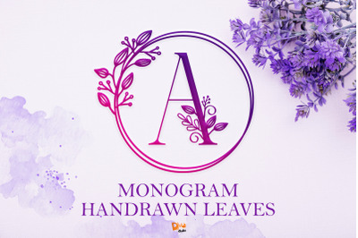 Monogram Handrawn Leaves