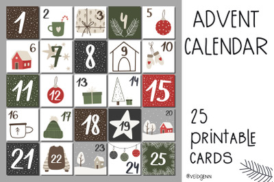 Christmas advent calendar - 25 hand drawn cards