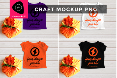 Folded Tee with Fall Pumpkin | PNG Mock Up