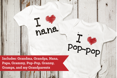 I Heart Grandparents Set | SVG | PNG | DXF | EPS