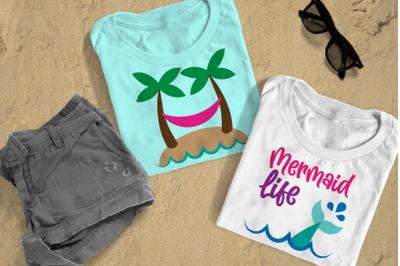 Hammock and Mermaid Beach Duo | SVG | PNG | DXF | EPS