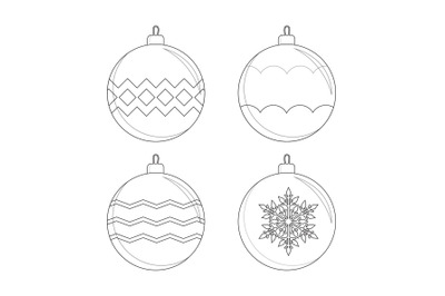 Christmas Tree Balls Outline Icon Vector