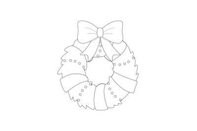 Christmas Wreath Outline Icon Vector