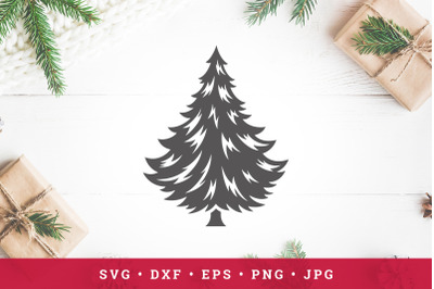 Christmas tree silhouette isolated on white background vector illustra