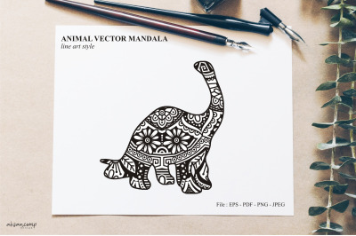 Animal Vector Mandala Line Art Style