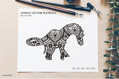 Animal Vector Mandala Line Art Style