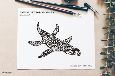 Animal Vector Mandala Line Art Style