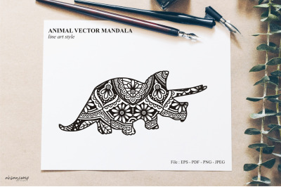 Animal Vector Mandala Line Art Style