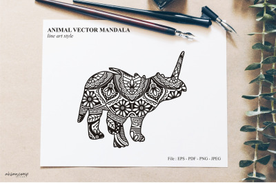 Animal Vector Mandala Line Art Style