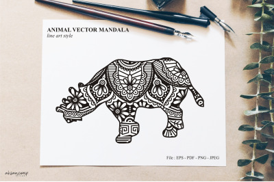 Animal Vector Mandala Line Art Style