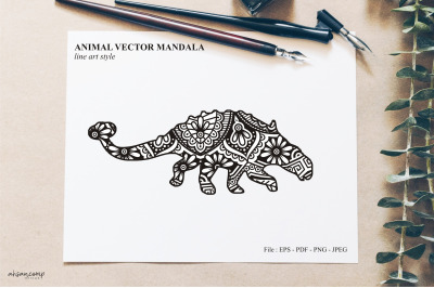 Animal Vector Mandala Line Art Style