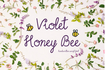 Violet Honey Bee Font | Script Hand Lettering | Multilingual, Ligature