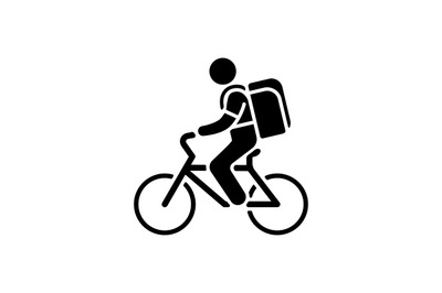 Food delivery person black glyph icon