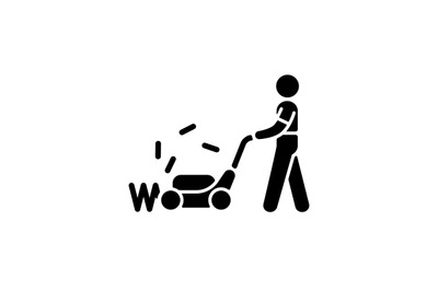 Lawn mower black glyph icon
