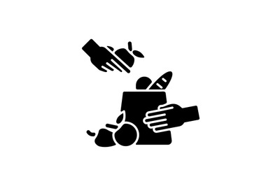 Grocery bagger black glyph icon