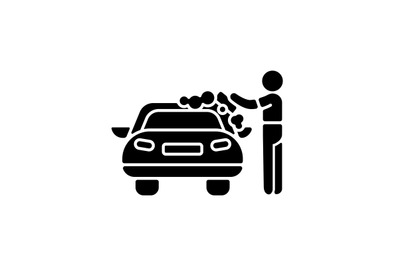 Car washer black glyph icon