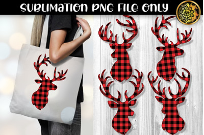 4 Red Buffalo Plaid Reindeer Sublimation