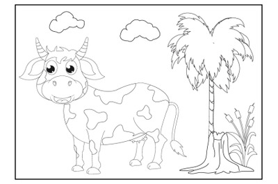 coloring cow animal cartoon for kids