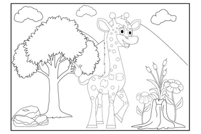 coloring giraffe animal cartoon for kids