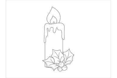 Christmas Candle Outline Icon Vector