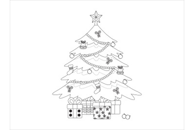 Christmas Tree Outline Icon Vector