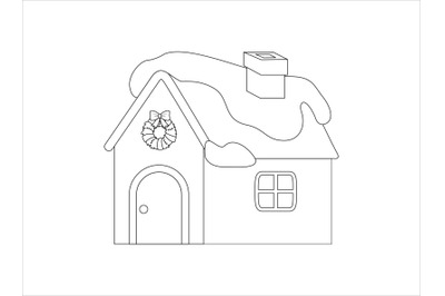 Christmas Snow House Outline Icon Vector