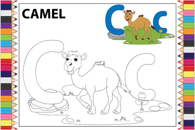 coloring camel animal cartoon for kids