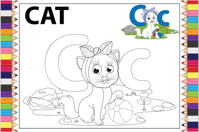 coloring cat animal cartoon for kids